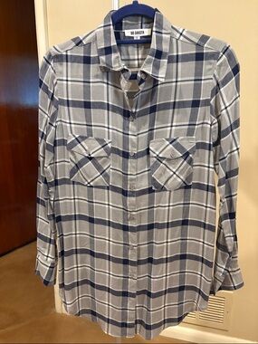 BB Dakota Gray and Navy Plaid Button-Up Shirt